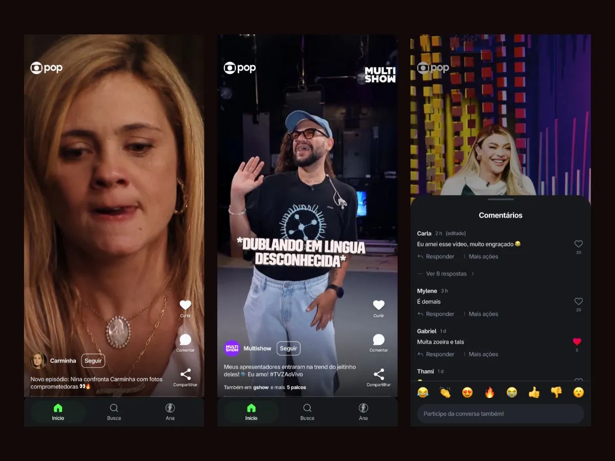 GloboPop aplicativo de vídeos verticais em smartphone