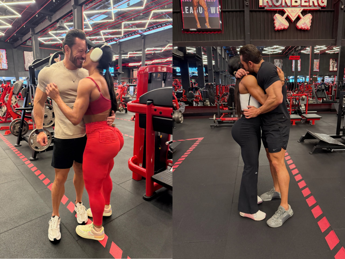 Gracyanne Barbosa beijando Gabriel Cardoso em foto de casal