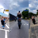Policiais apreendendo moto e dinheiro na Operação Trash Digital contra influenciador preso em Sorocaba.