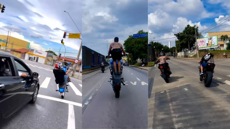 Policiais apreendendo moto e dinheiro na Operação Trash Digital contra influenciador preso em Sorocaba.