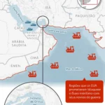 Navio cargueiro no Estreito de Ormuz entre Irã e Omã, cenário de disputas geopolíticas