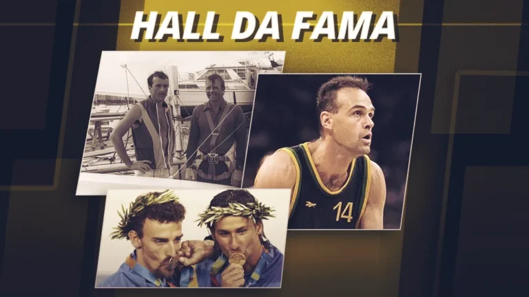 Alex Welter, Lars Björkström, Ricardo Santos, Emanuel Rego e Oscar Schmidt no Hall da Fama do COB