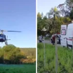 Helicóptero Águia resgata homem ferido após cair de árvore em Salto de Pirapora