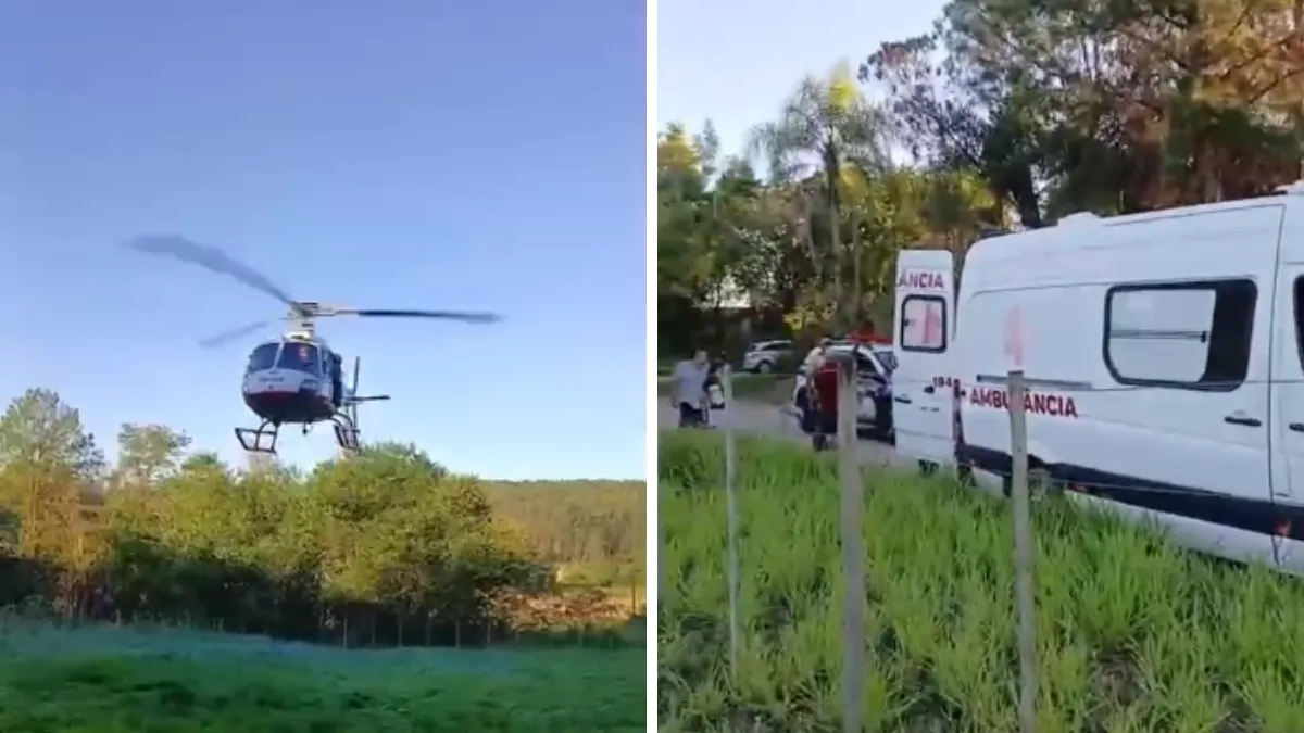Helicóptero Águia resgata homem ferido após cair de árvore em Salto de Pirapora