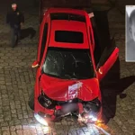 Carro acidentado contra muro de residência em Boa Esperança, Minas Gerais.