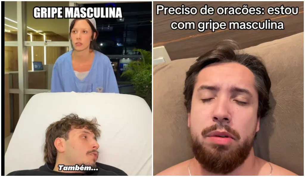 Homem e mulher com sintomas de gripe, desmentindo o mito da gripe masculina