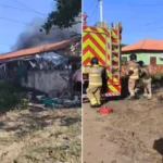 Incêndio casa Praia do Açu São João da Barra, bombeiros controlam fogo