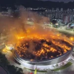 Incêndio Velódromo Rio, fumaça preta, Parque Olímpico, bombeiros
