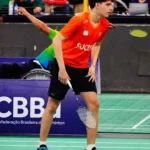 Fhelipe Teixeira e Marcos de Almeida em quadra de badminton nos Jogos Sul-Americanos da Juventude 2026 no Panamá