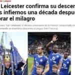 Rebaixamento Leicester City, torcedor triste, estádio, queda futebol, Premier League