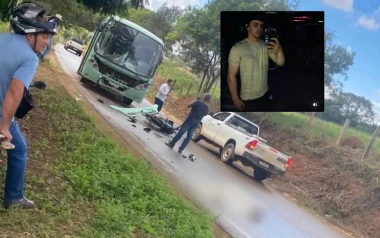 Acidente rodoviário com moto e ônibus escolar na zona rural de Nova Resende