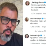 Juliano Cazarré em evento, com atrizes criticando o curso