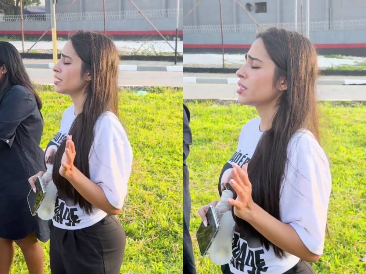 Giovanna Roque chorando, esposa de MC Ryan SP, prisão, confusão com imprensa, segurança