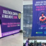 Símbolo de proteção e justiça contra a violência doméstica, com leis e tornozeleira eletrônica