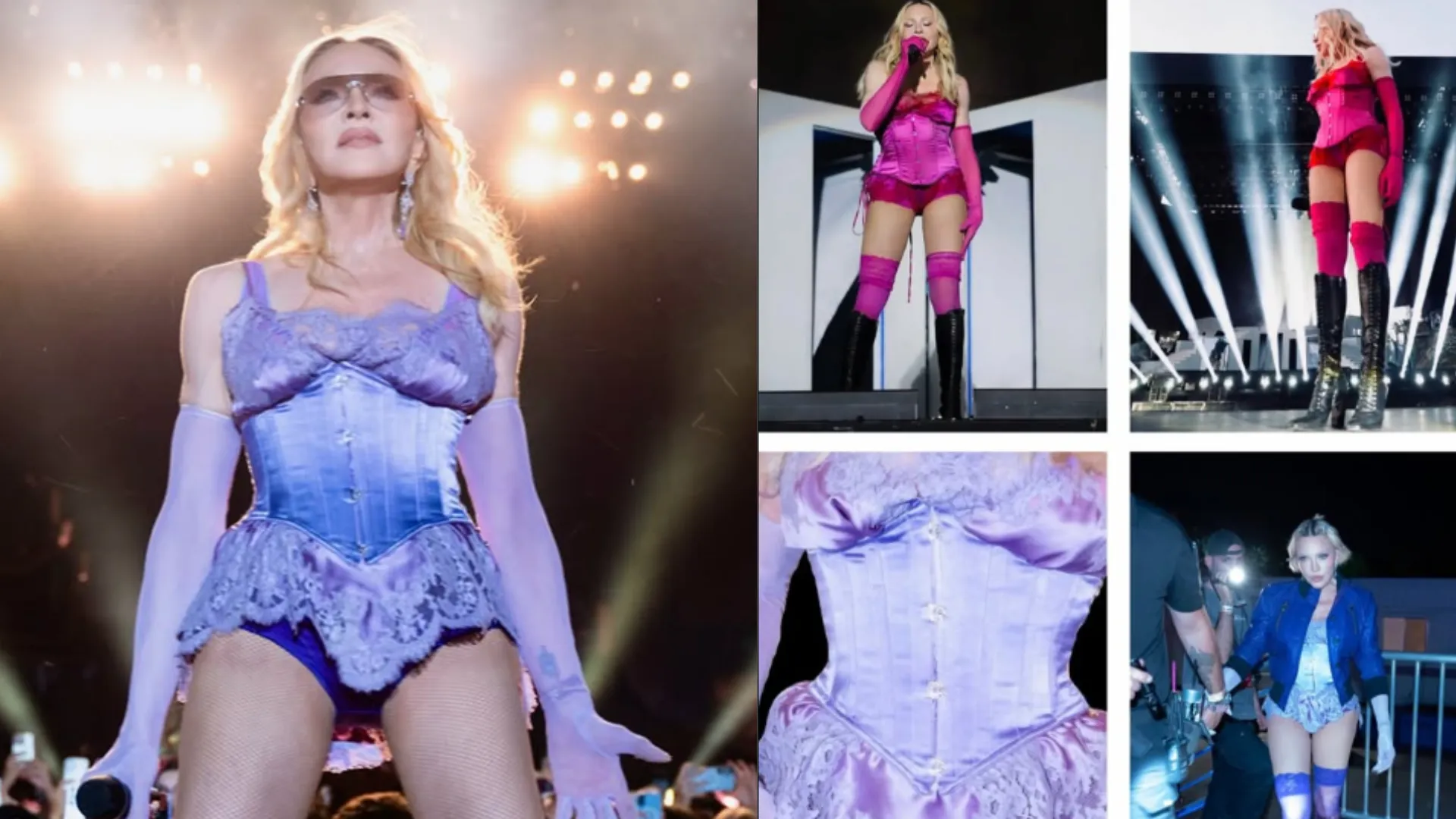 Madonna e Sabrina Carpenter no palco do Coachella com figurino vintage