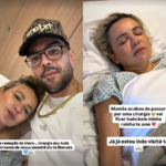 Luan Pereira com a mãe Gyll Pereira no hospital após cirurgia