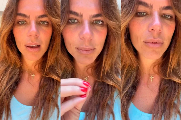 Mariana Goldfarb, modelo, com expressão séria, simbolizando a luta contra mensagens abusivas de stalkers na internet.