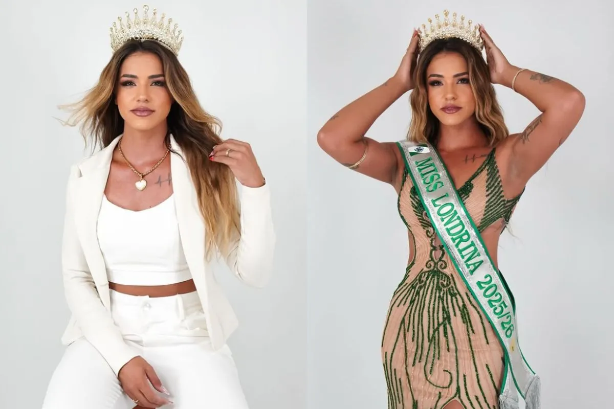 Foto da Miss Maiara Cristina de Lima Fiel, 31 anos, com vestido de gala, sorrindo, antes de sua morte precoce.