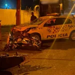 Acidente de moto envolvendo fuga e viatura policial em Teodoro Sampaio