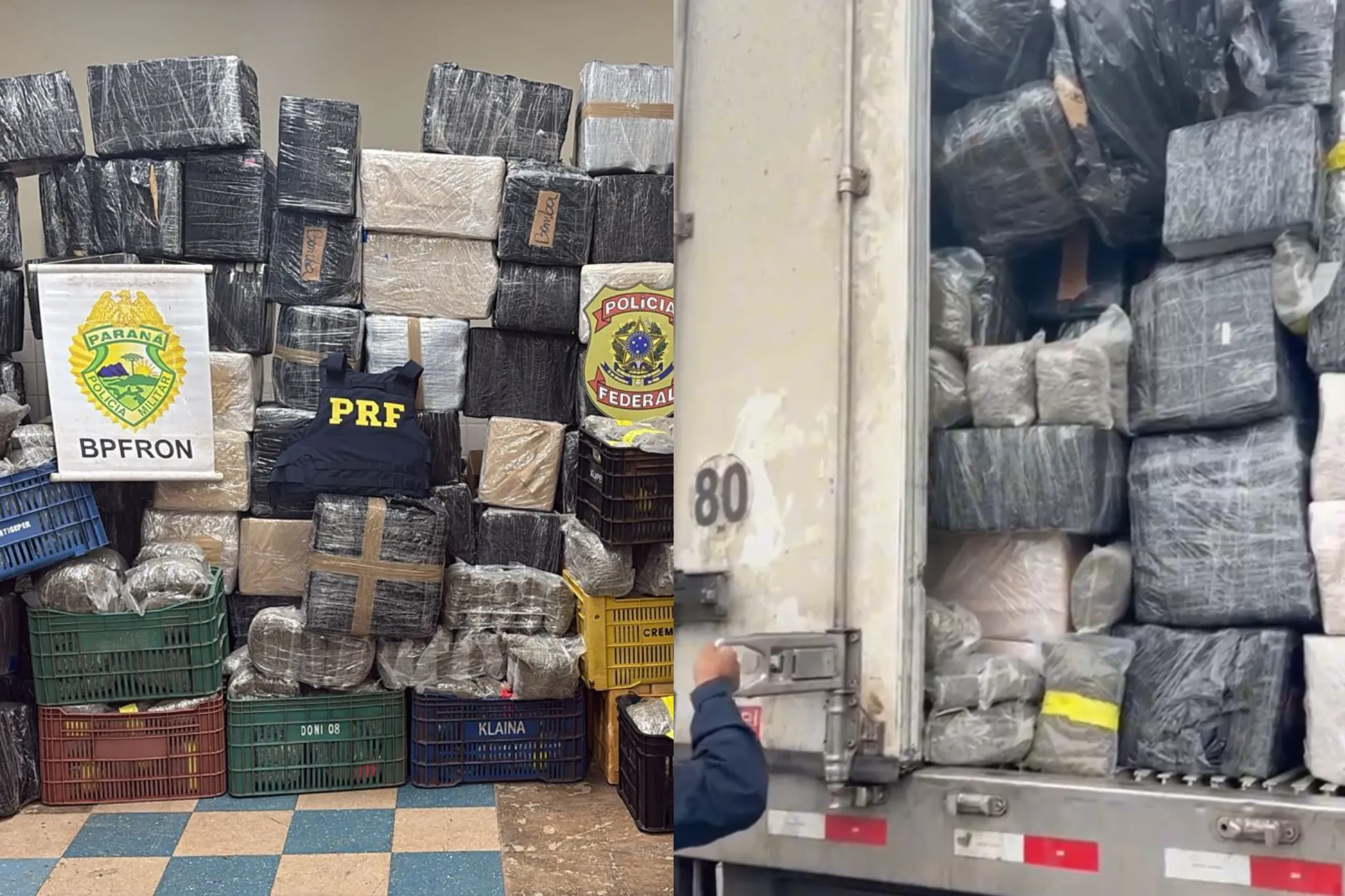 Apreensão de maconha em caminhão pela polícia no PR