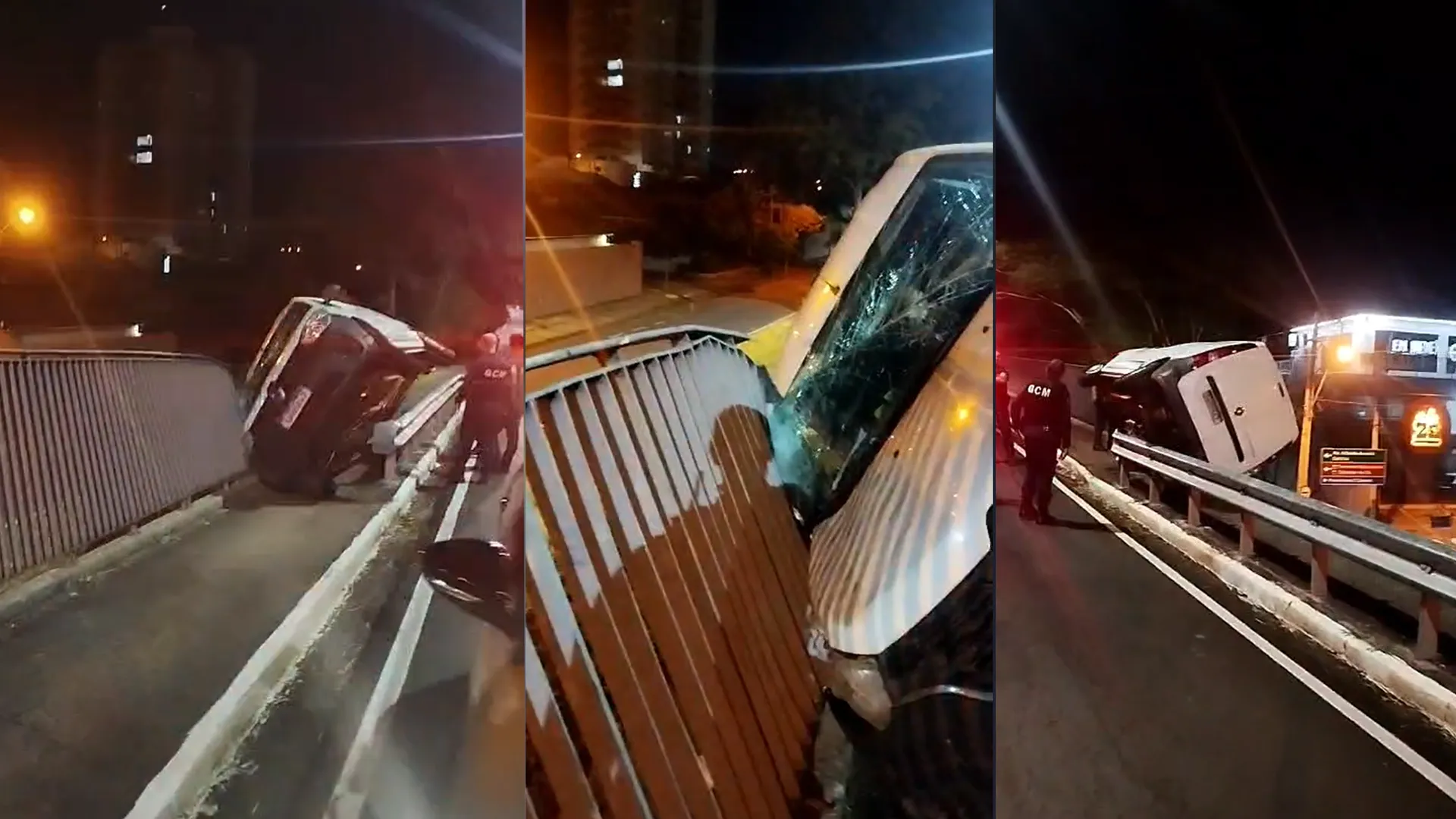 Acidente com furgão pendurado em viaduto de Rio Preto