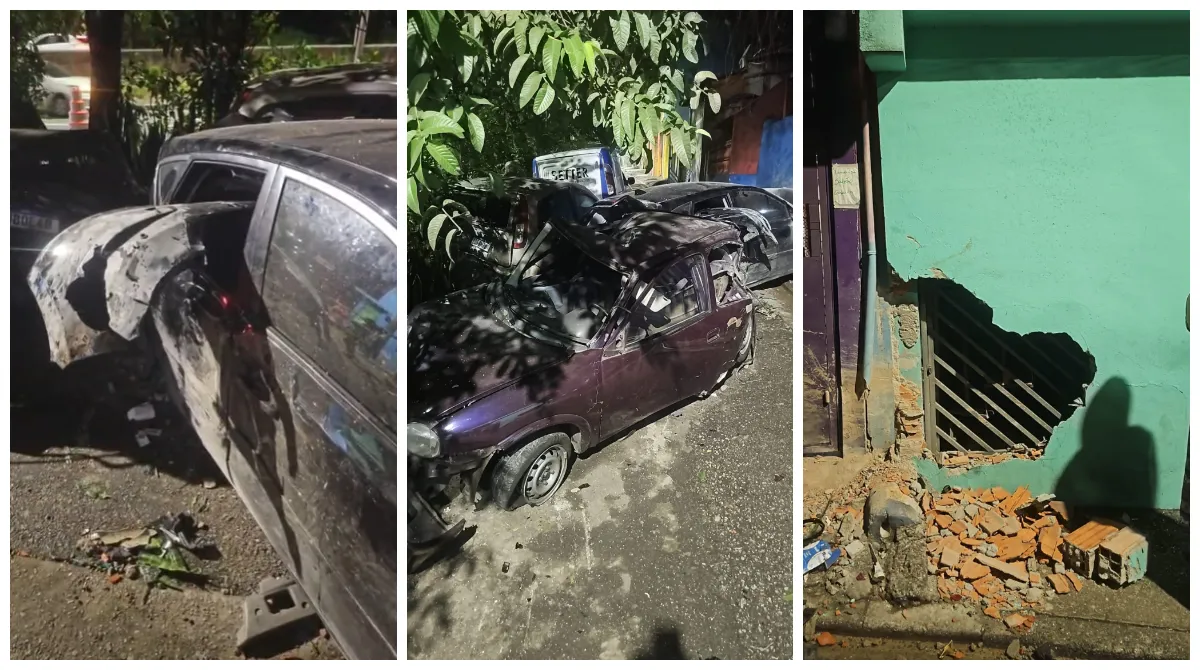 Engavetamento grave em Santo André com carros danificados e casas atingidas