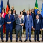 Presidente Lula falando em coletiva na Alemanha sobre eleições