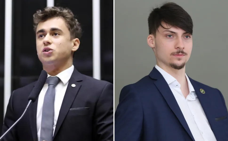 Nikolas Ferreira e Jair Renan em conflito, Flávio Bolsonaro intervindo na base política.