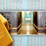 Cofre de ouro do Fed em Nova York com barras de ouro europeu