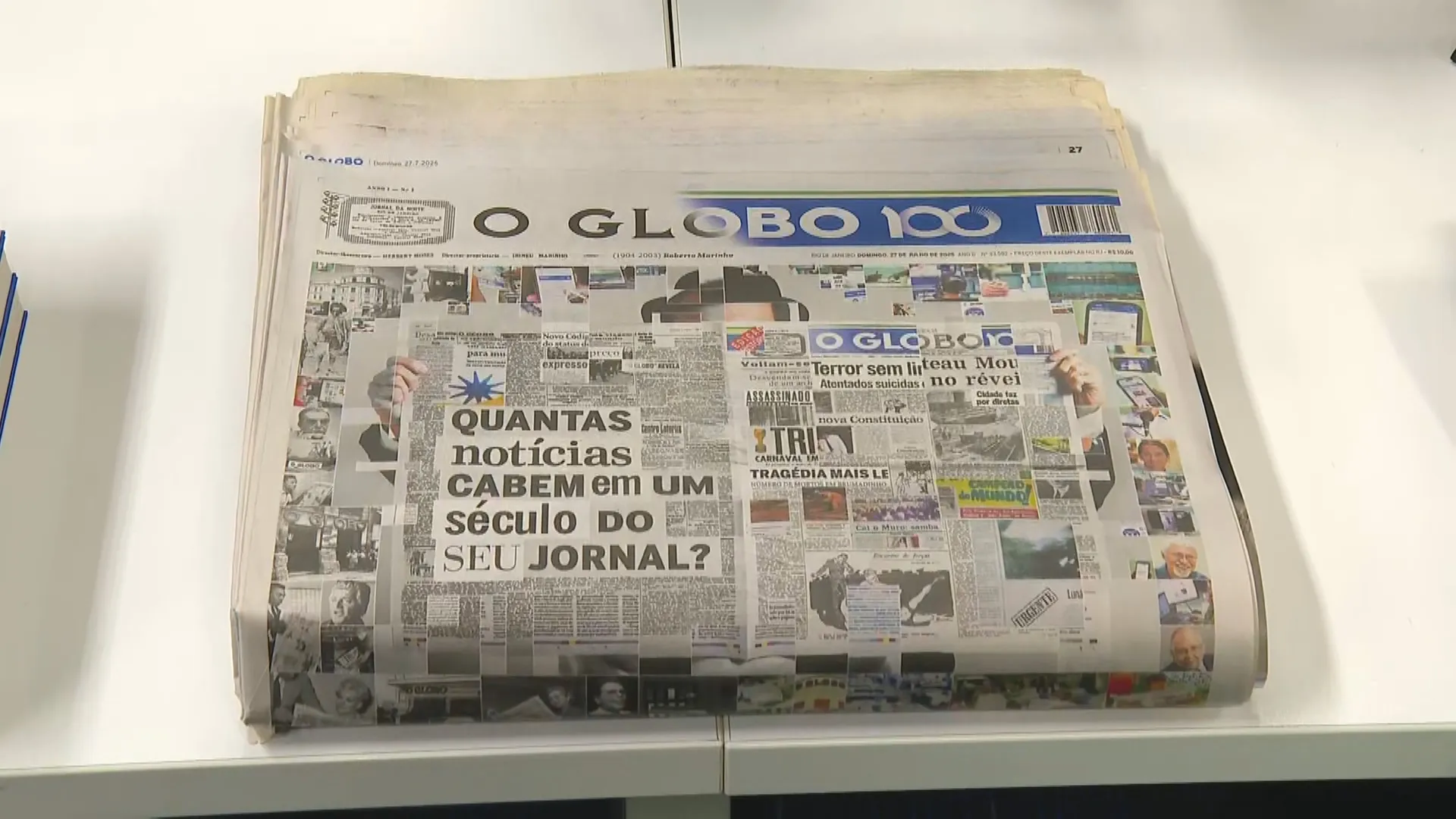 O Globo Guinness, maior jornal, edição centenário, recorde mundial