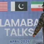 Representação visual do fracasso das negociações de paz entre Irã e EUA em Islamabad