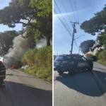 Ônibus pega fogo Valinhos, Rua Clark, incidente transporte público