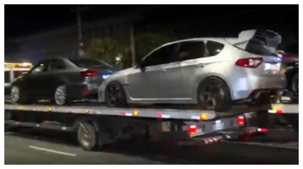 Carros apreendidos pela PM em operação contra rachas na Marginal Pinheiros