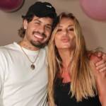 Poliana Rocha e Zé Felipe juntos na festa de aniversário simples