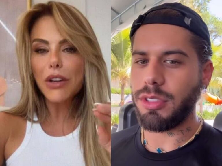 Poliana Rocha e Zé Felipe juntos, sorrindo, em um ambiente caseiro