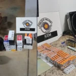 Frascos de remédios e anabolizantes escondidos em aparelhos eletrônicos durante apreensão policial