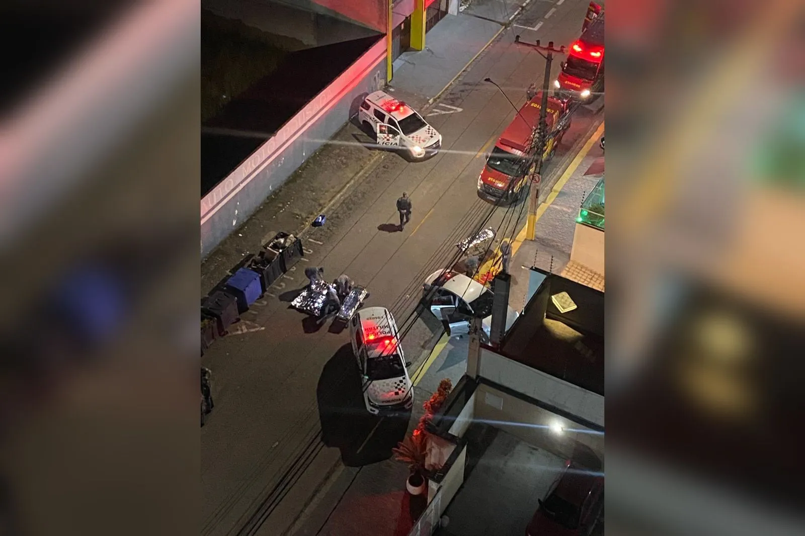 Polícia no local do assalto em Sorocaba