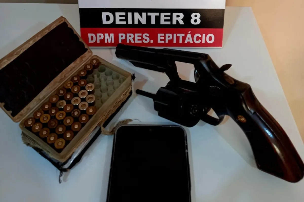 Polícia apreende arma ilegal em Presidente Epitácio durante investigação de furto e ameaça.