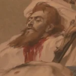 Retrato de Tiradentes, herói da Inconfidência Mineira, com barba e cabelo, imagem que se popularizou no Brasil.