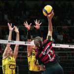 Partida de vôlei feminino entre Praia Clube e Sesc-Flamengo na Superliga