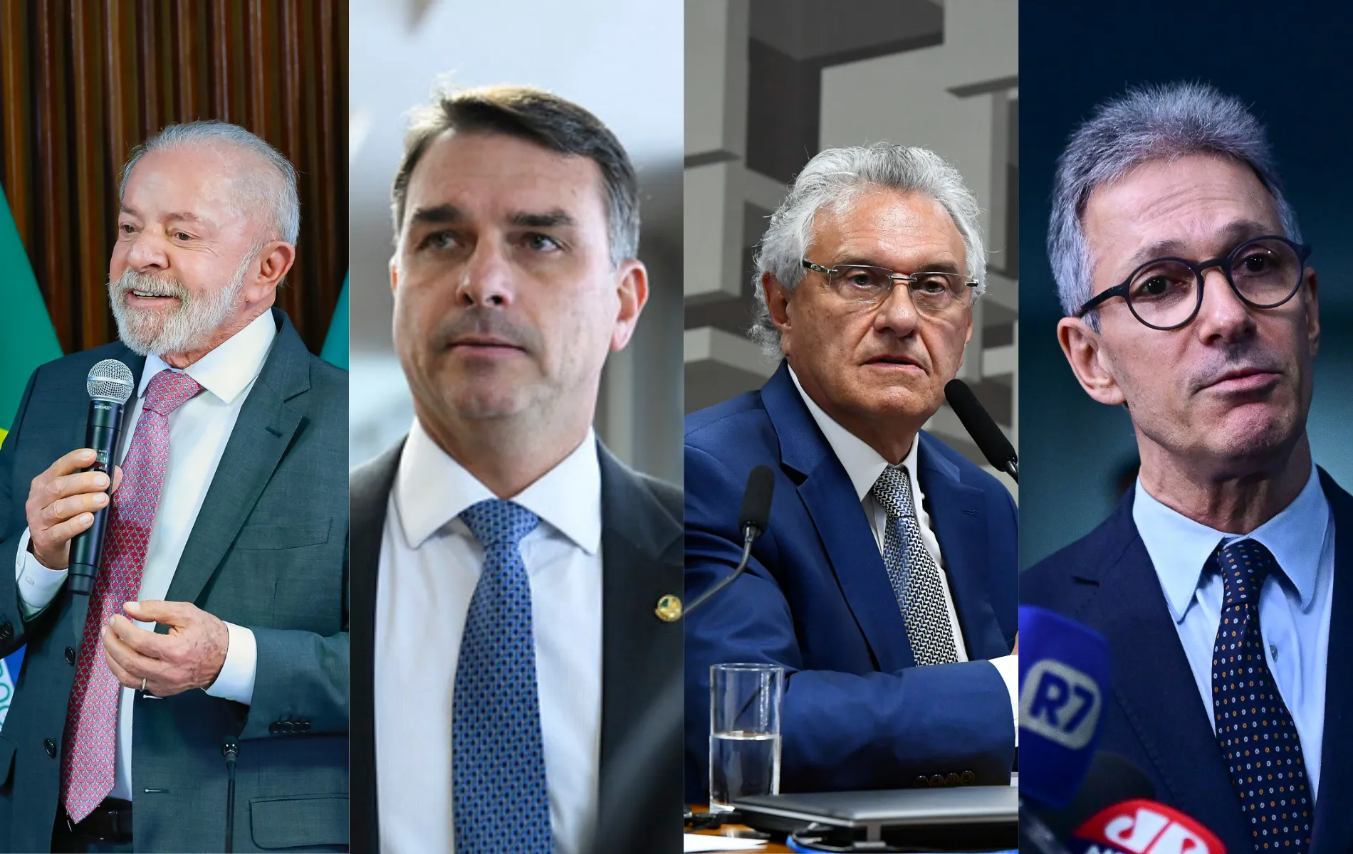 Grupo de estrategistas políticos analisando dados de eleição e planejando campanhas para pré-candidatos presidenciais.