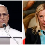 Giorgia Meloni, primeira-ministra italiana, reagindo às declarações de Donald Trump sobre o Papa Leão XIV.