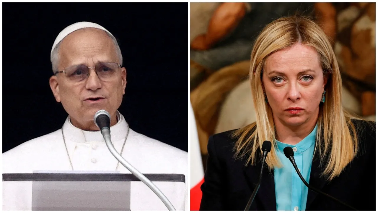 Giorgia Meloni, primeira-ministra italiana, reagindo às declarações de Donald Trump sobre o Papa Leão XIV.
