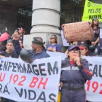 Protesto Samu BH, profissionais da saúde, cortes na prefeitura, redução de equipes, atendimento de urgência