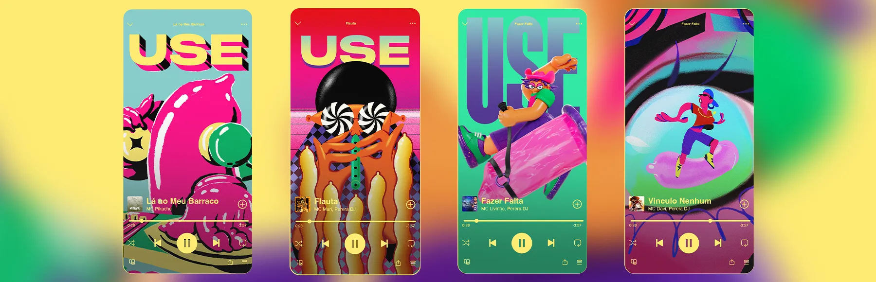 Smartphone exibindo campanha de prevenção ao HIV no Spotify