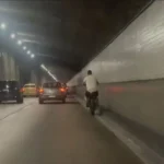 Bicicleta elétrica em túnel, Rio de Janeiro, circulação proibida