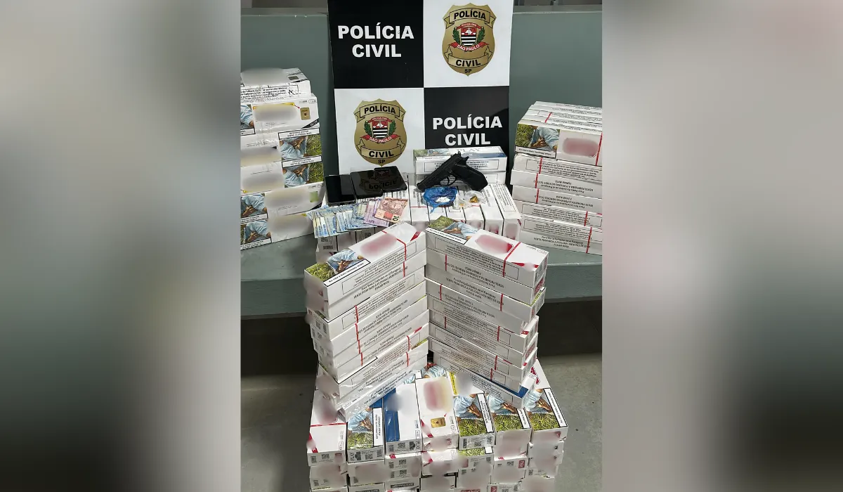 Apreensão de cigarros contrabandeados e drogas pela Polícia Civil em Pirapozinho.