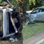 Acidente com carro de pacientes na PR-158 com equipes de socorro