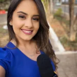 Alice Ribeiro e Rodrigo Lapa, repórter e cinegrafista da Band, em trabalho