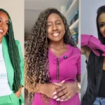 Mulher sorridente com uniforme de diarista premium e produtos de limpeza, em cozinha moderna.